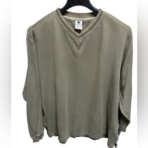 COLUMBIA ‘00 Vintage Sage Ribbed V-Neck Pullover Lightweight Sweater Sz XL